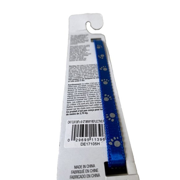 Reflective Blue Cat Collar New Paw Print Cute Design 8-12 IN - Picture 3 of 4
